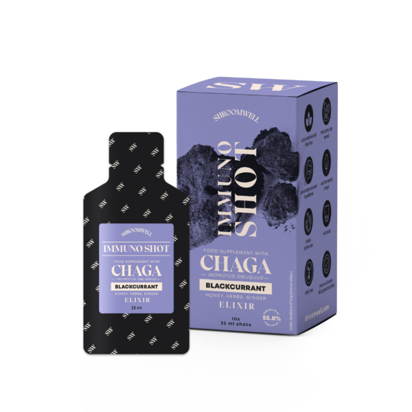 Shroomwell IMMUNO eliksiiri shotid chaga ja mustsõstraga 10x25ml